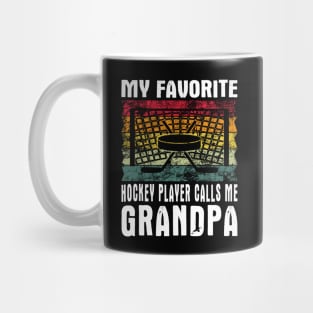 My Favorite Hockey Player Grandpa Vintage Text Mug